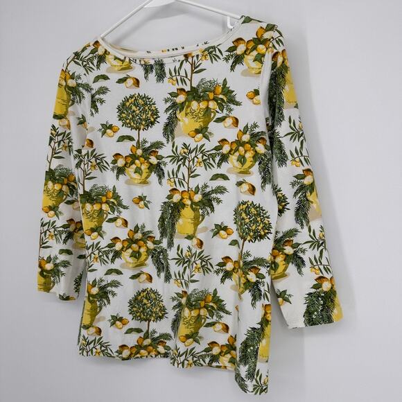 Talbots Shirt Womens XS Lemons Fruitcore Summer Preppy Cottagecore Vacation Tee - Picture 5 of 8
